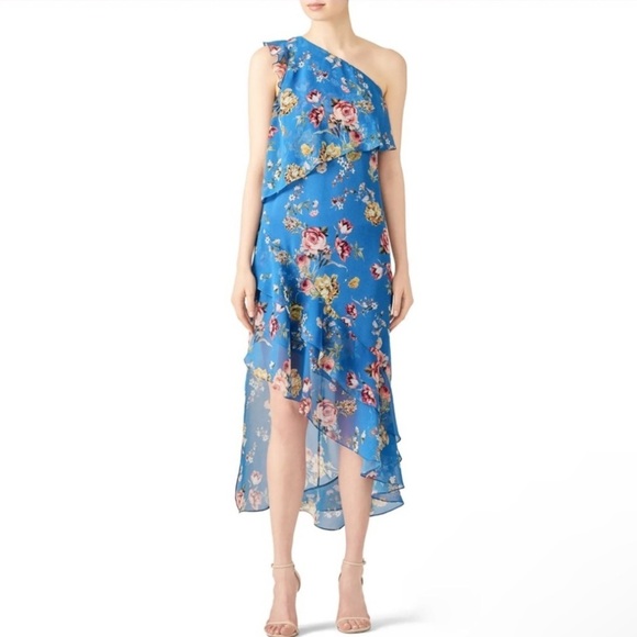 Slate & Willow Dresses & Skirts - Slate and Willow Blue Floral Asymmetrical Maxi Dress Size 8